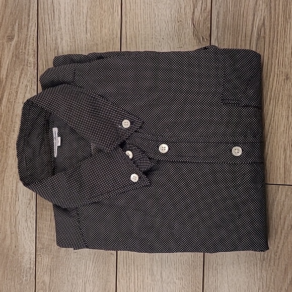 STEVEN ALAN Black Dots Cotton‎ USA Mens Medium Button Up Long Sleeve Shirt - Picture 1 of 5